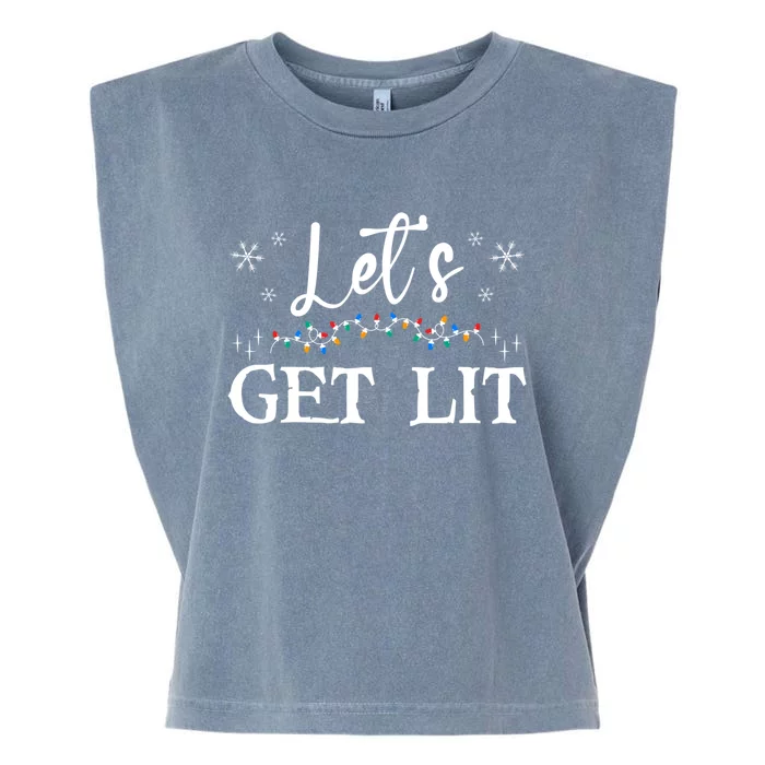 Let's Get Lit Funny Christmas Ing Xmas Lights Tree Tee Gift Garment-Dyed Women's Muscle Tee