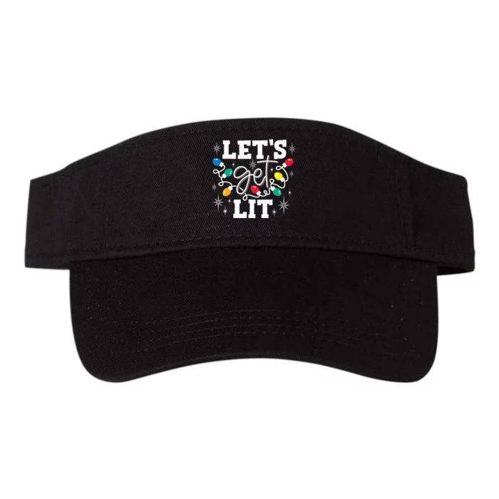 Let's Get Lit Drinking Santa Hat Christmas Lights Funny Valucap Bio-Washed Visor