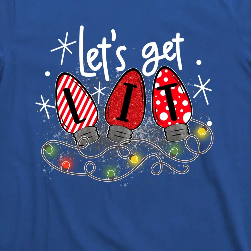 Let's Get Lit Funny Christmas Ing Xmas Pajamas Funny Gift T-Shirt