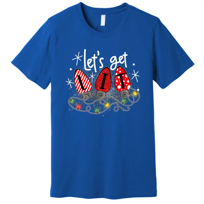 Let's Get Lit Funny Christmas Ing Xmas Pajamas Funny Gift Premium T-Shirt