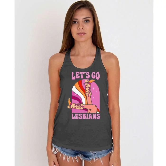 LetS Go Lesbians Lgbtq Lesbian Pride Month Women's Knotted Racerback Tank