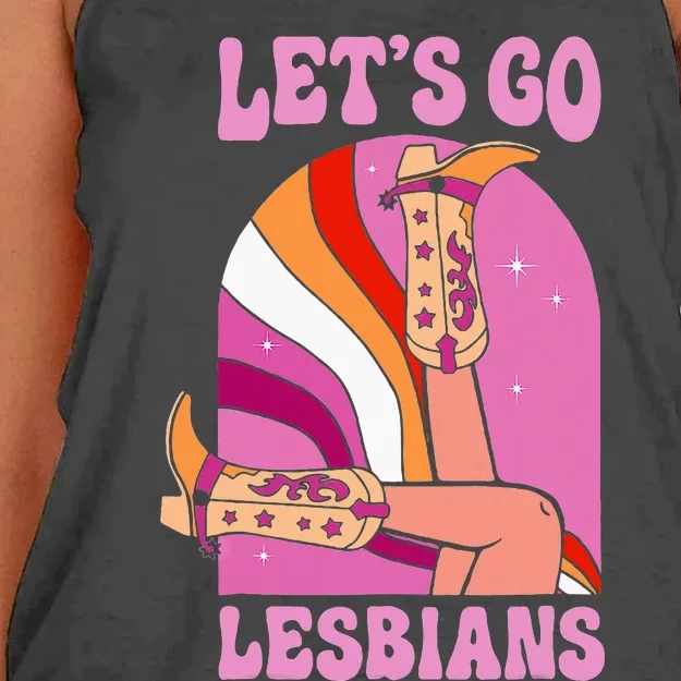 LetS Go Lesbians Lgbtq Lesbian Pride Month Women's Knotted Racerback Tank