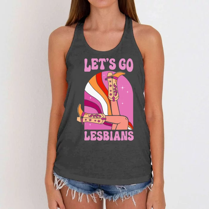 LetS Go Lesbians Lgbtq Lesbian Pride Month Women's Knotted Racerback Tank