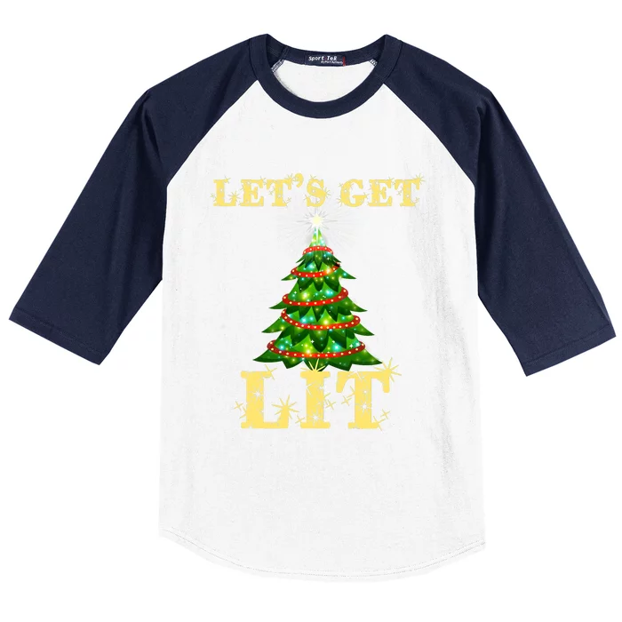 LetS Get Lit Drinking Funny Christmas Baseball Sleeve Shirt