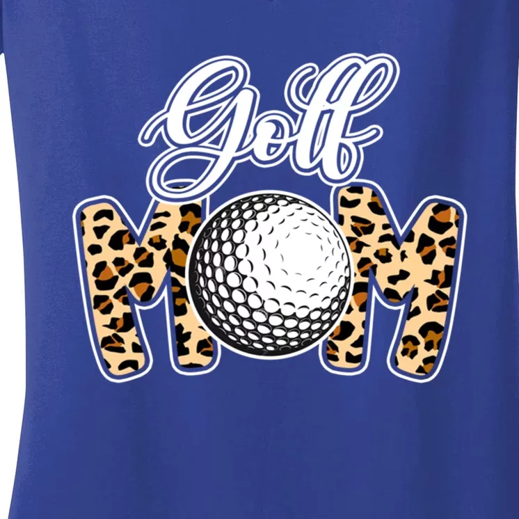 Leopard Golf Mom Life Game Day Mama Mothers Day Funny Gift Women's V-Neck T-Shirt