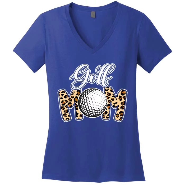 Leopard Golf Mom Life Game Day Mama Mothers Day Funny Gift Women's V-Neck T-Shirt