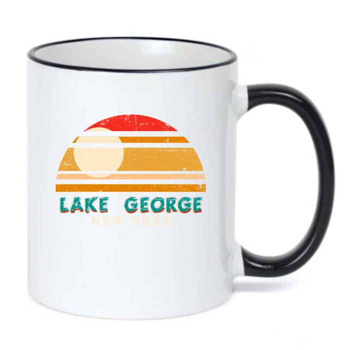 Lake George Ny Product Meaningful Gift Distressed Sunset Lake George Print Gift Black Color Changing Mug