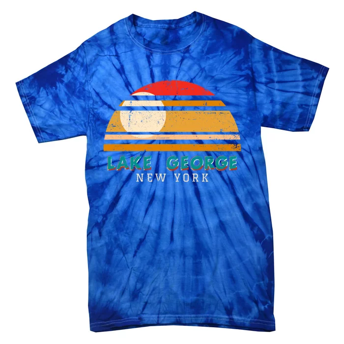 Lake George Ny Product Meaningful Gift Distressed Sunset Lake George Print Gift Tie-Dye T-Shirt