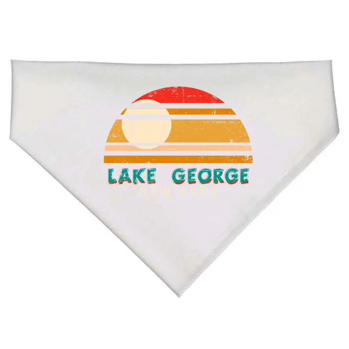 Lake George Ny Product Meaningful Gift Distressed Sunset Lake George Print Gift USA-Made Doggie Bandana