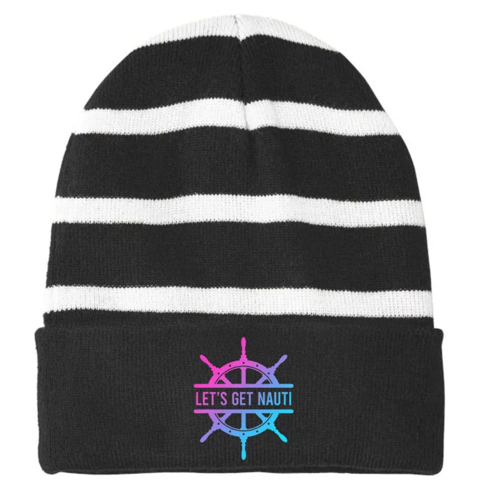 LetS Get Nauti Striped Beanie with Solid Band