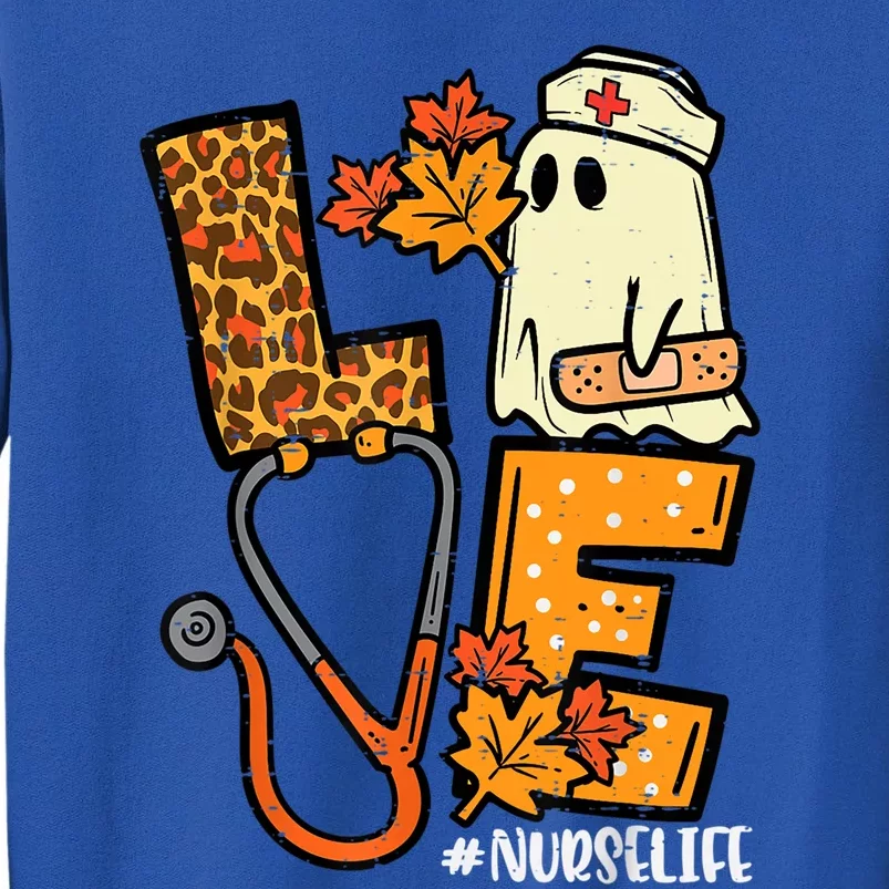 Leopard Ghost Nurse Halloween Costume Fall Scrub Top Great Gift Sweatshirt