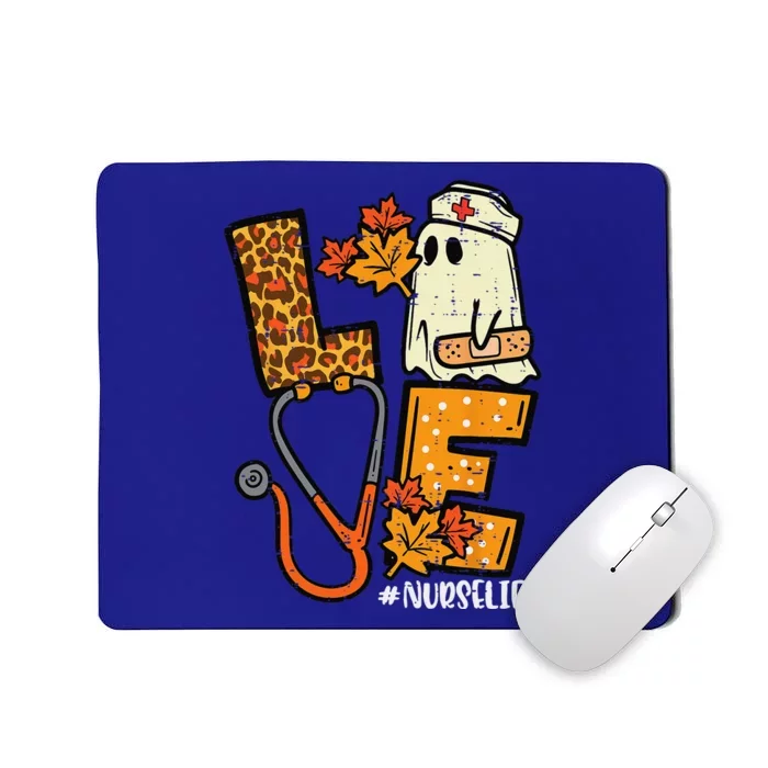 Leopard Ghost Nurse Halloween Costume Fall Scrub Top Funny Mousepad