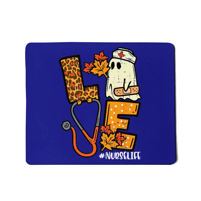 Leopard Ghost Nurse Halloween Costume Fall Scrub Top Funny Mousepad