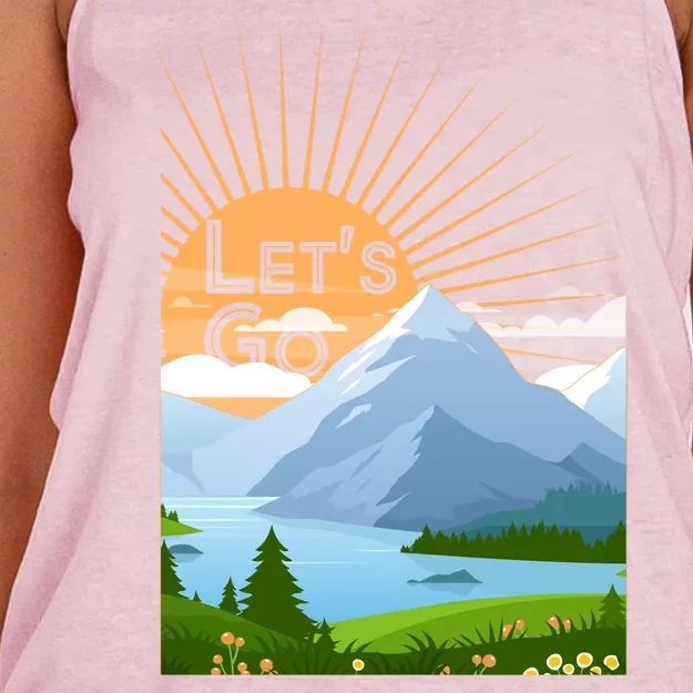 Let's Go Nature Fan Women's Knotted Racerback Tank