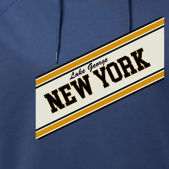 Lake George New York Varsity Logo Performance Fleece Hoodie