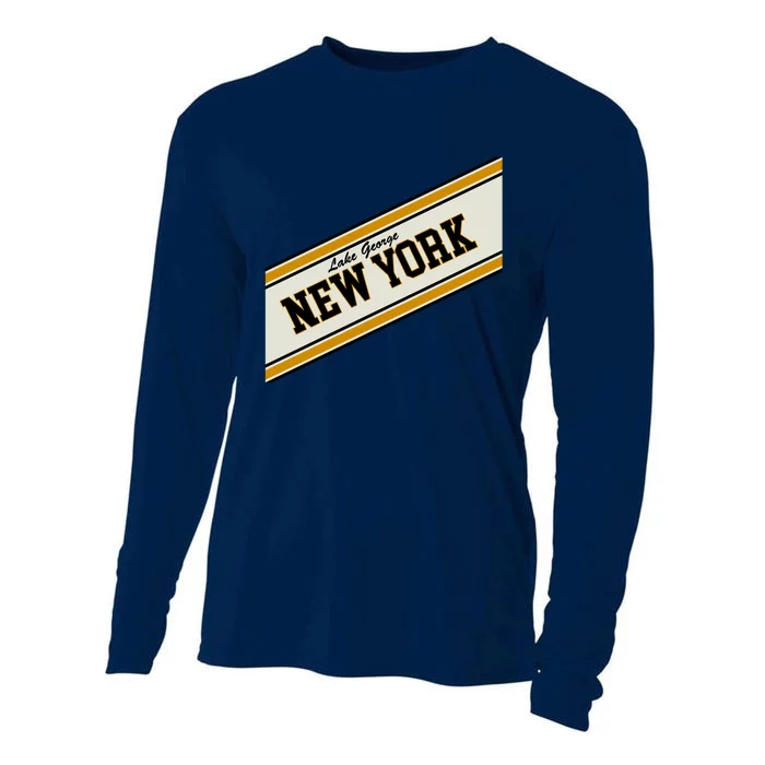 Lake George New York Varsity Logo Cooling Performance Long Sleeve Crew