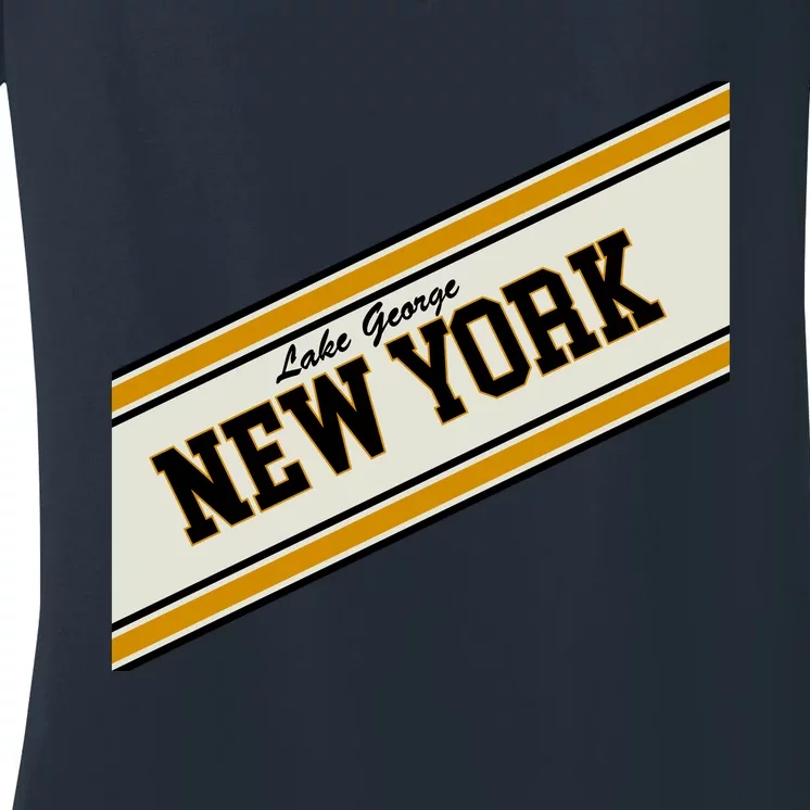 Lake George New York Varsity Logo Women's V-Neck T-Shirt