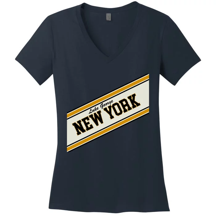 Lake George New York Varsity Logo Women's V-Neck T-Shirt