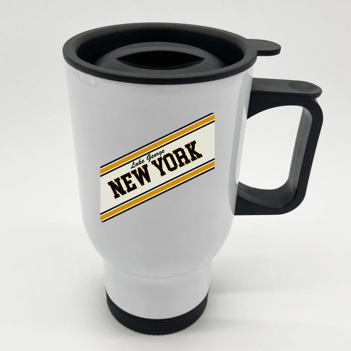 Lake George New York Varsity Logo Front & Back Stainless Steel Travel Mug