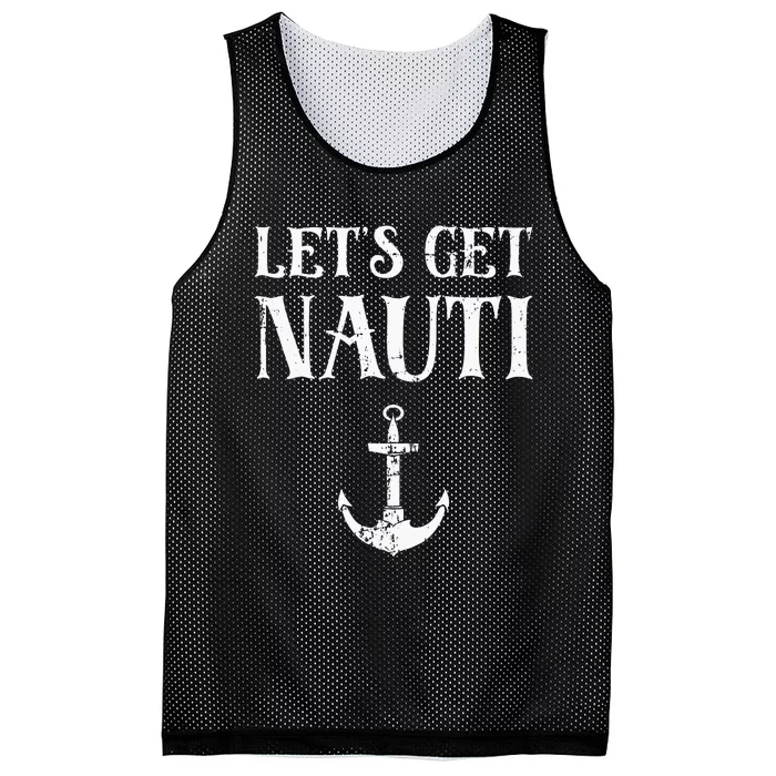 Let's Get Nauti Seamanship Nautical Maritime Sailing Boat Mesh Reversible Basketball Jersey Tank