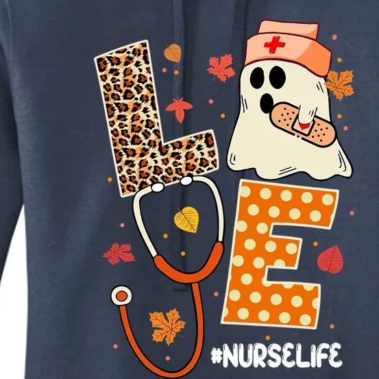 Love Ghost Nurse Life Halloween Costume Fall Scrub Top Meaningful Gift Women's Pullover Hoodie