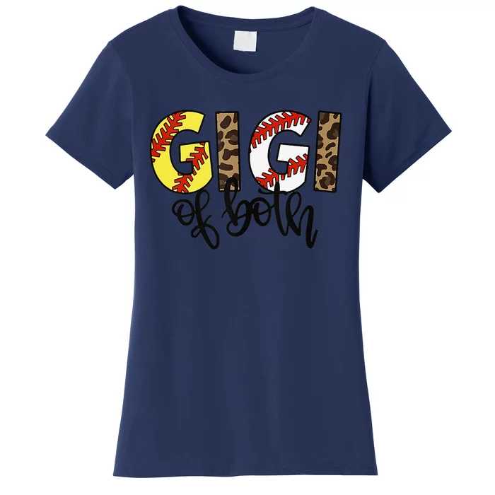 Leopard Gigi Of Both Baseball Softball Grandma Mother's Day Women's T-Shirt