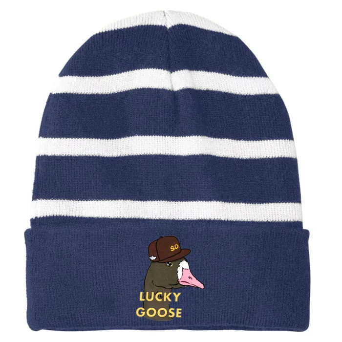 Lucky Goose Padres Goose Baseball Lover Gift Idea Striped Beanie with Solid Band