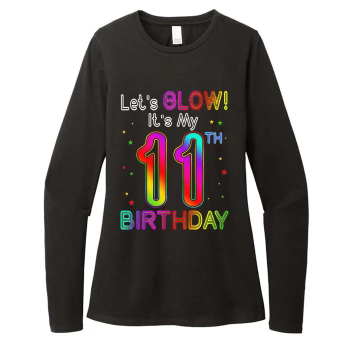 Lets Glow Party Birthday Its My 11th Birthday 11 Years Old Womens CVC Long Sleeve Shirt