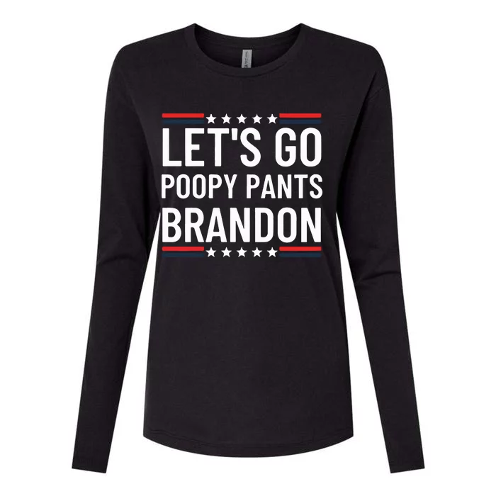 Lets Go Poopy Pants Brandon Lets Go Brandon Fjb Anti Biden Womens Cotton Relaxed Long Sleeve T-Shirt