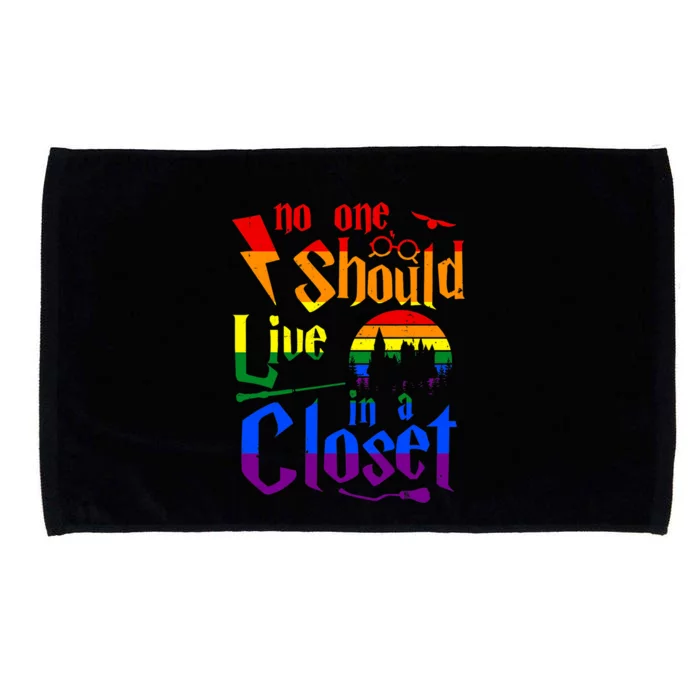 Lgbt Gay Pride Rainbow No One Should Live In A Closet Gift Microfiber Hand Towel