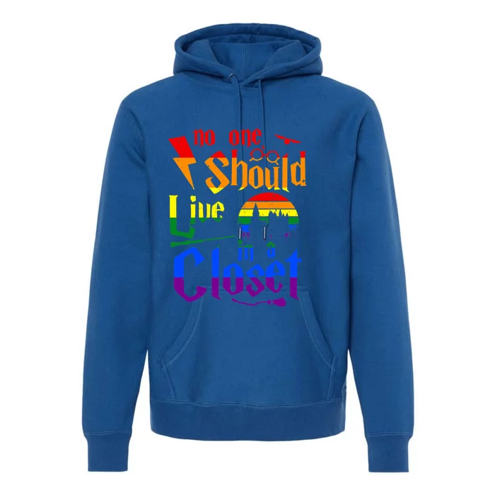 Lgbt Gay Pride Rainbow No One Should Live In A Closet Gift Premium Hoodie