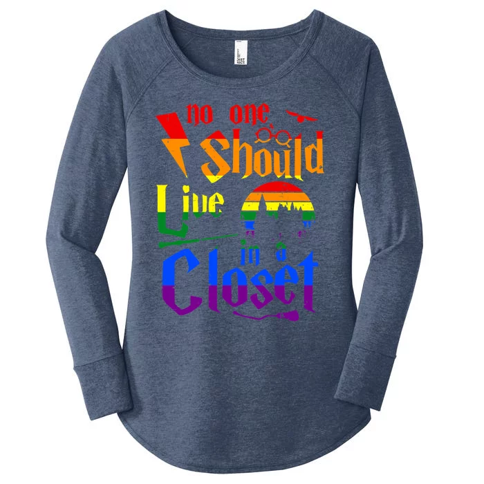 Lgbt Gay Pride Rainbow No One Should Live In A Closet Gift Women's Perfect Tri Tunic Long Sleeve Shirt