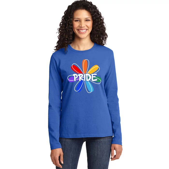 Lgbt Gift Pride Colors Flower Gift Ladies Long Sleeve Shirt