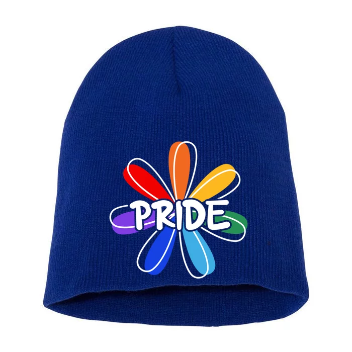 Lgbt Gift Pride Colors Flower Gift Short Acrylic Beanie