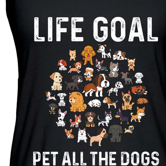 Life Goal Pet All The Dogs Funny Dog Lover Puppy Ladies Essential Flowy Tank