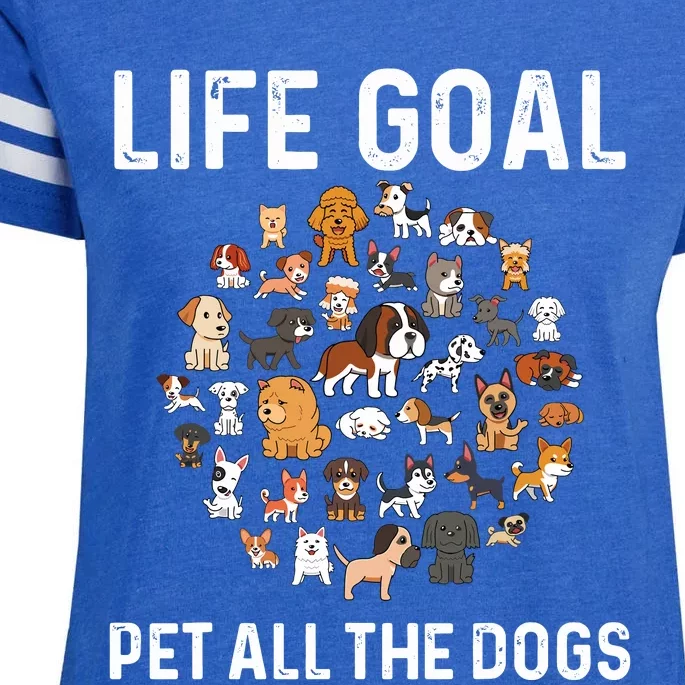 Life Goal Pet All The Dogs Funny Dog Lover Puppy Enza Ladies Jersey Football T-Shirt