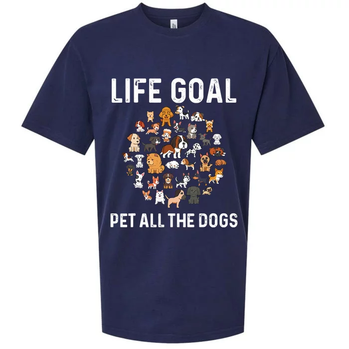 Life Goal Pet All The Dogs Funny Dog Lover Puppy Sueded Cloud Jersey T-Shirt