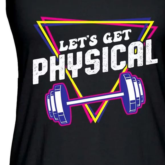 Lets Get Physical Gym Fitness 80's Workout Ladies Essential Flowy Tank