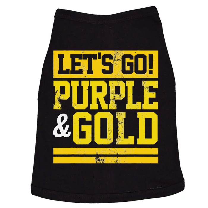 Let's Go Purple & Gold Team Favorite Colors Vintage Game Day Doggie Tank