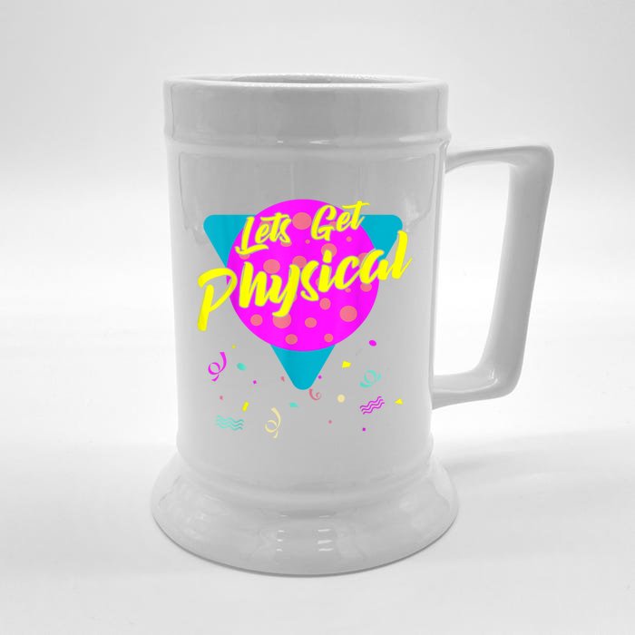 Lets Get Physical Workout Gym Tee Totally Rad 80'S Front & Back Beer Stein