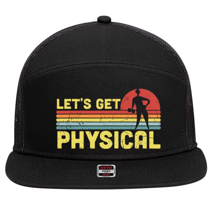 Lets Get Physical Workout Gym Totally Rad 80s 7 Panel Mesh Trucker Snapback Hat