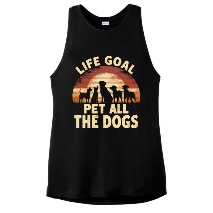 Life Goal Pet All The Dogs Funny Dog Ladies Tri-Blend Wicking Tank