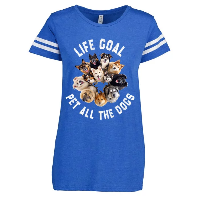 Life Goal Pet All The Dogs Funny Dog Lover Enza Ladies Jersey Football T-Shirt