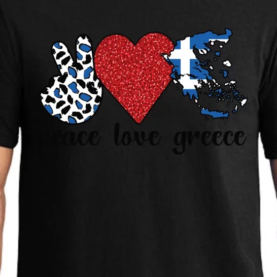 Love Greece Proud Greek Flag Greek Roots Funny Gift Pajama Set