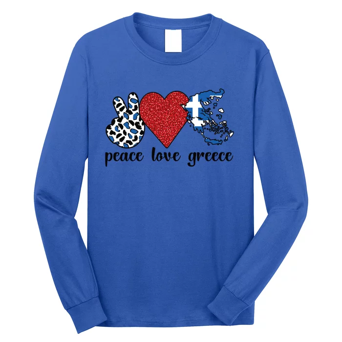 Love Greece Proud Greek Flag Greek Roots Funny Gift Long Sleeve Shirt