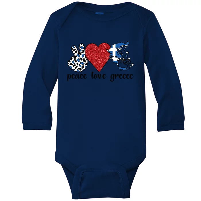 Love Greece Proud Greek Flag Greek Roots Funny Gift Baby Long Sleeve Bodysuit