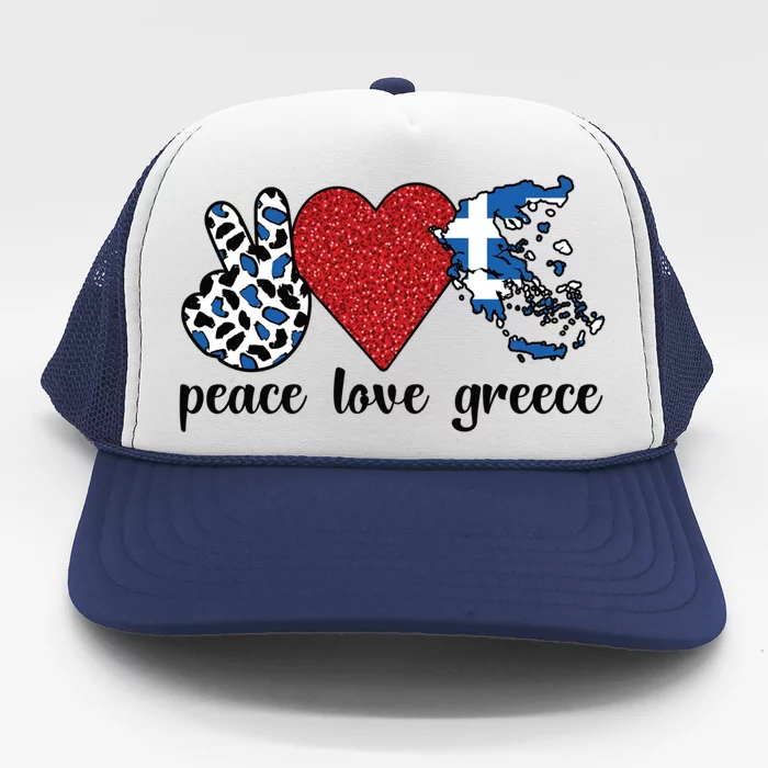 Love Greece Proud Greek Flag Greek Roots Funny Gift Trucker Hat