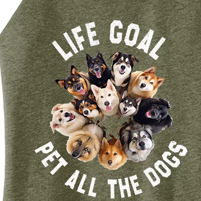 Life Goal Pet All The Dogs Funny Dog Lover Women’s Perfect Tri Rocker Tank