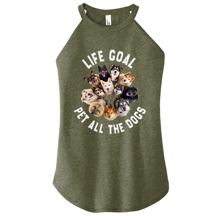 Life Goal Pet All The Dogs Funny Dog Lover Women’s Perfect Tri Rocker Tank