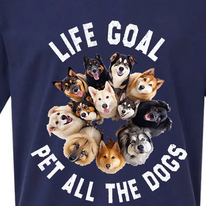 Life Goal Pet All The Dogs Funny Dog Lover Sueded Cloud Jersey T-Shirt